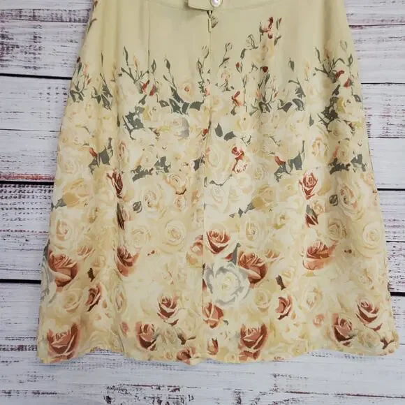 Petite Sophisticate Silk Floral Skirt Size 6 Muted Floral Roses Whimsy Fairycore - Picture 6 of 10